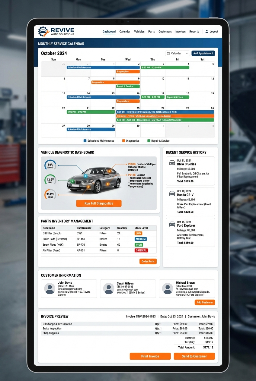 Auto Repair Garage Management - Advanced Web Application Example